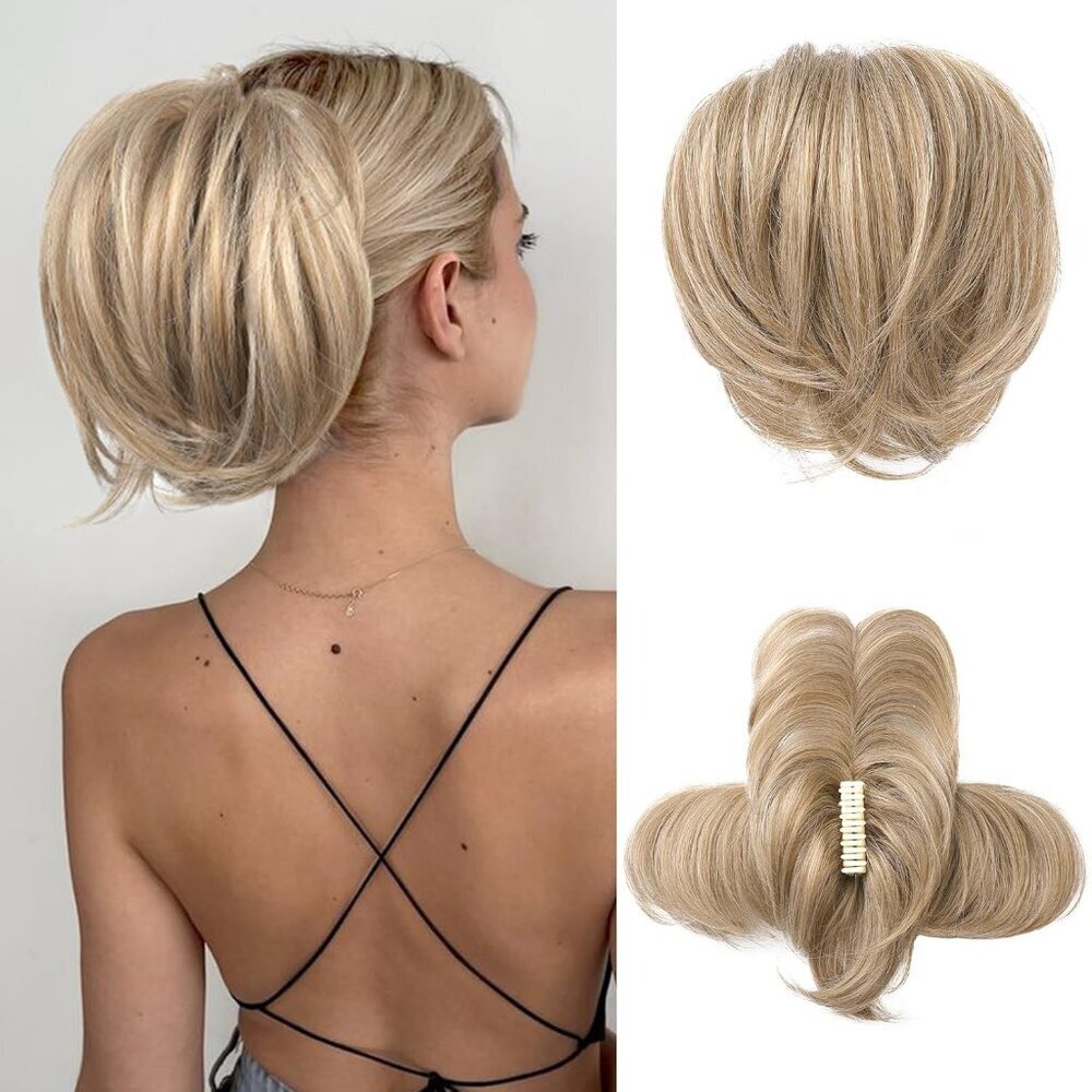 Ponytail Extension Synthetic Hair 9 Inch Short Messy Bun Claw Clip Women